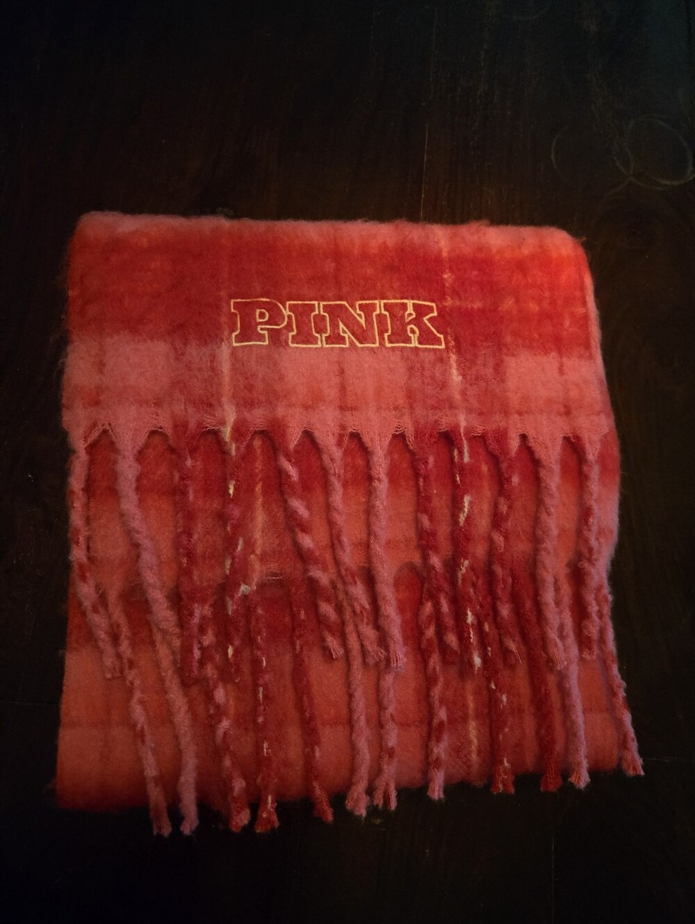 PINK Victoria's Secret Branded Ombre Pink Fringe Scarf
